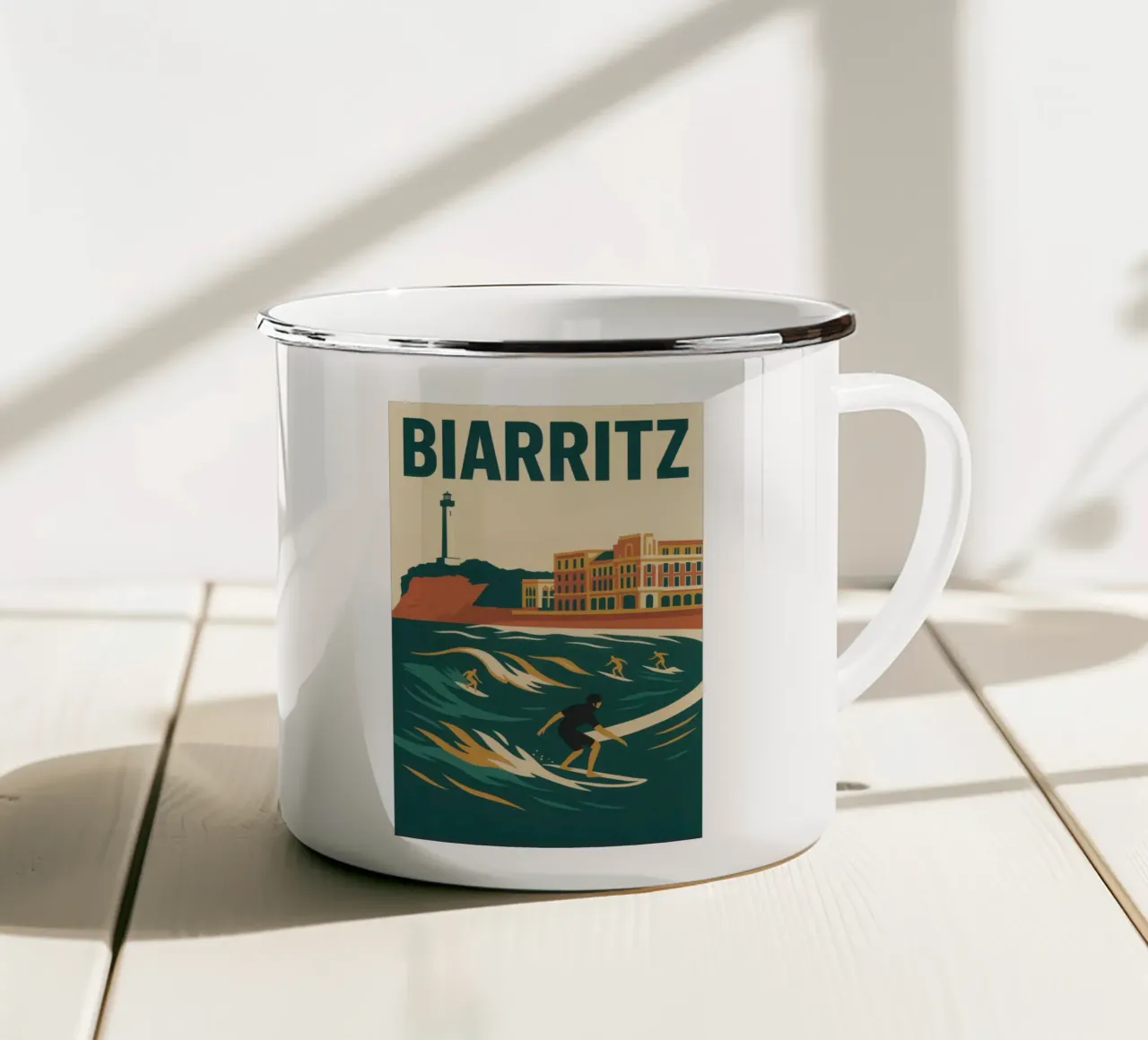 Biarritz, keizerlijke golven en surfgeest emaille mok van JETLAG | affiches voyage