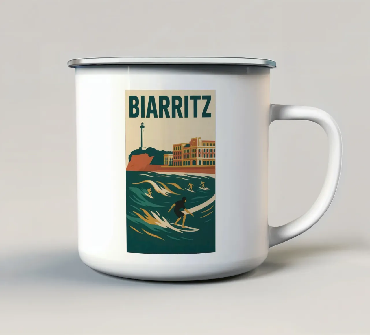 Biarritz, keizerlijke golven en surfgeest emaille mok van JETLAG | affiches voyage
