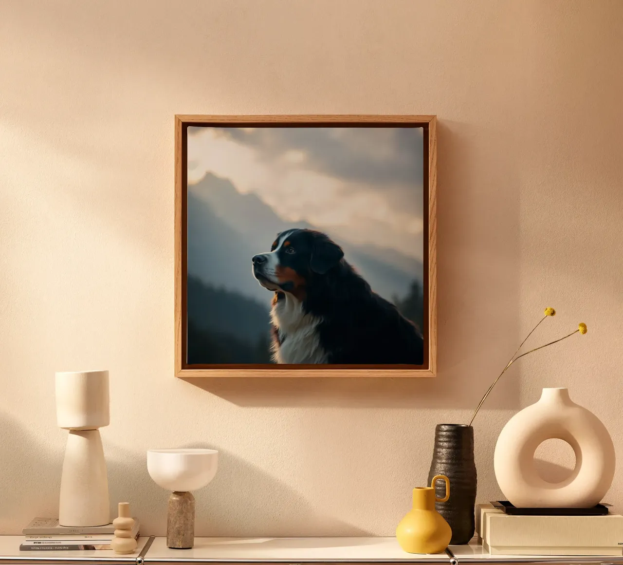 Beautiful Bernese Mountain Dog #45 canvas with Floater frame by Yumis.Beargang.and.Me