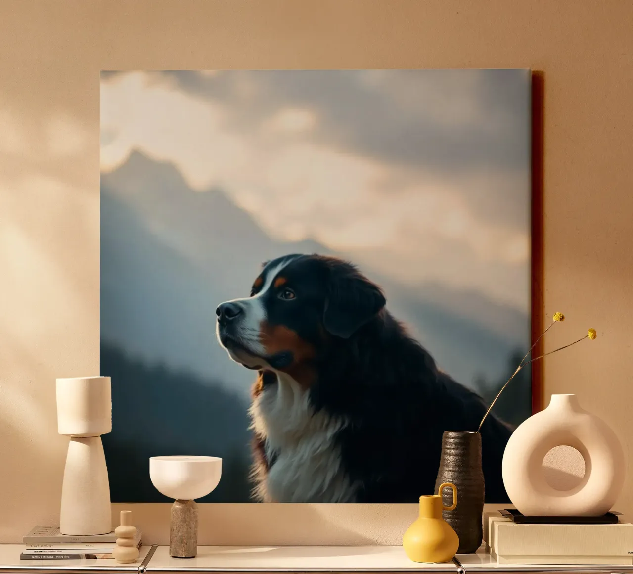 Beautiful Bernese Mountain Dog #45 canvas with Floater frame by Yumis.Beargang.and.Me