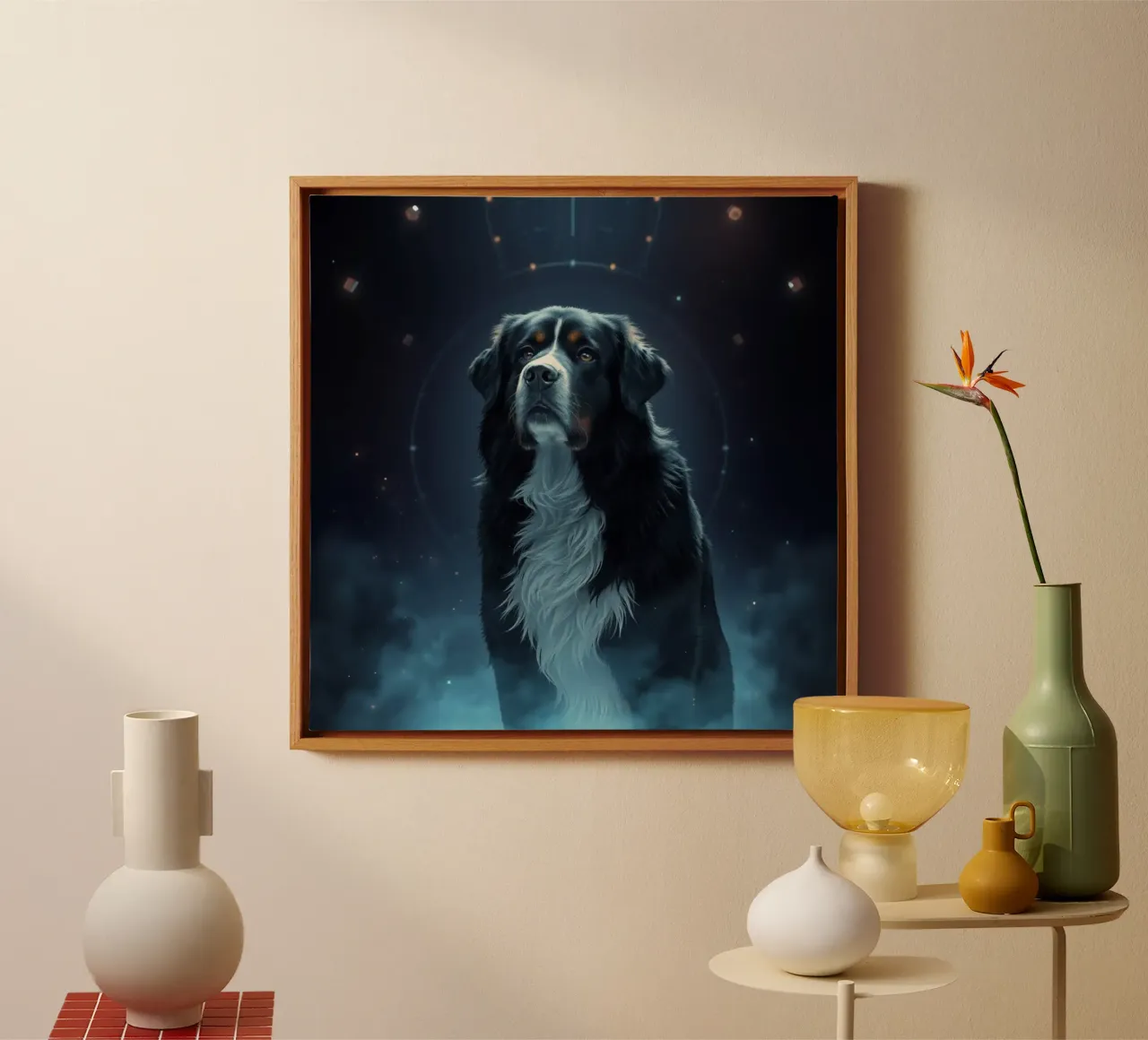Beautiful Bernese Mountain Dog #47 canvas with Floater frame by Yumis.Beargang.and.Me
