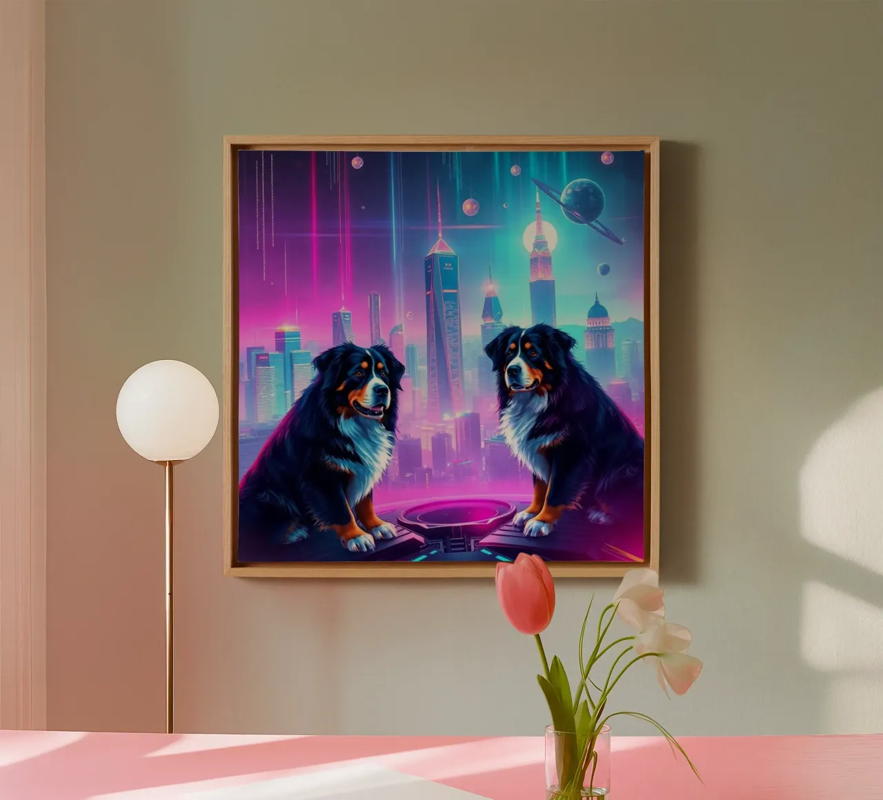 Beautiful Bernese Mountain Dog #48 canvas with Floater frame by Yumis.Beargang.and.Me