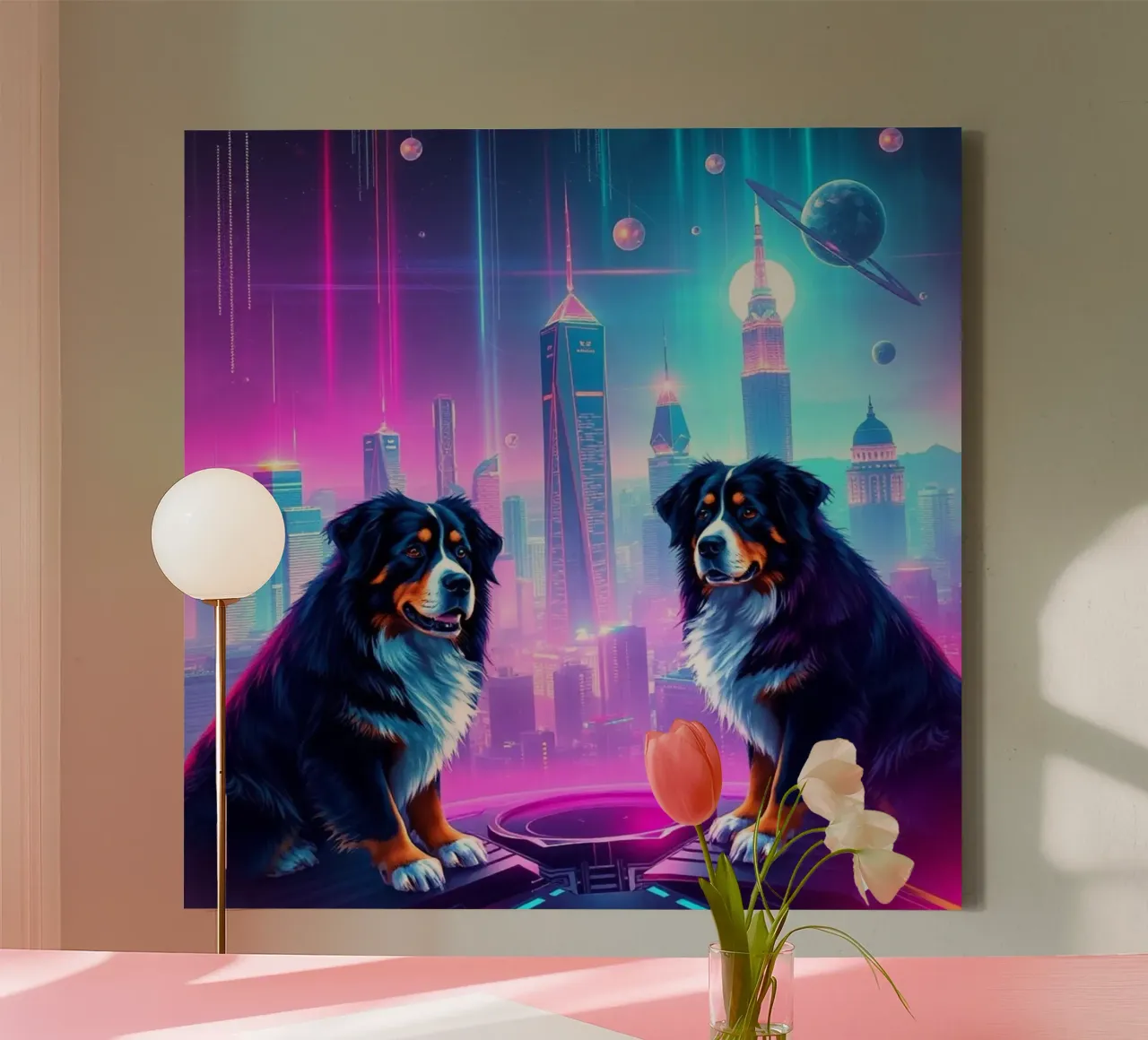 Beautiful Bernese Mountain Dog #48 canvas with Floater frame by Yumis.Beargang.and.Me