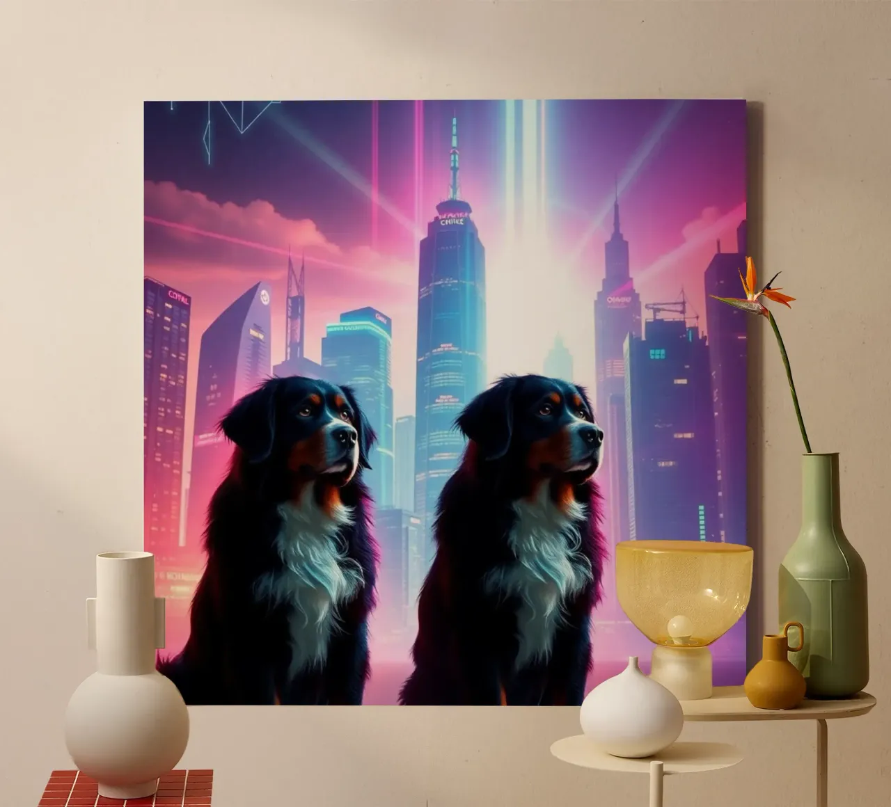 Beautiful Bernese Mountain Dog #50 canvas with Floater frame by Yumis.Beargang.and.Me