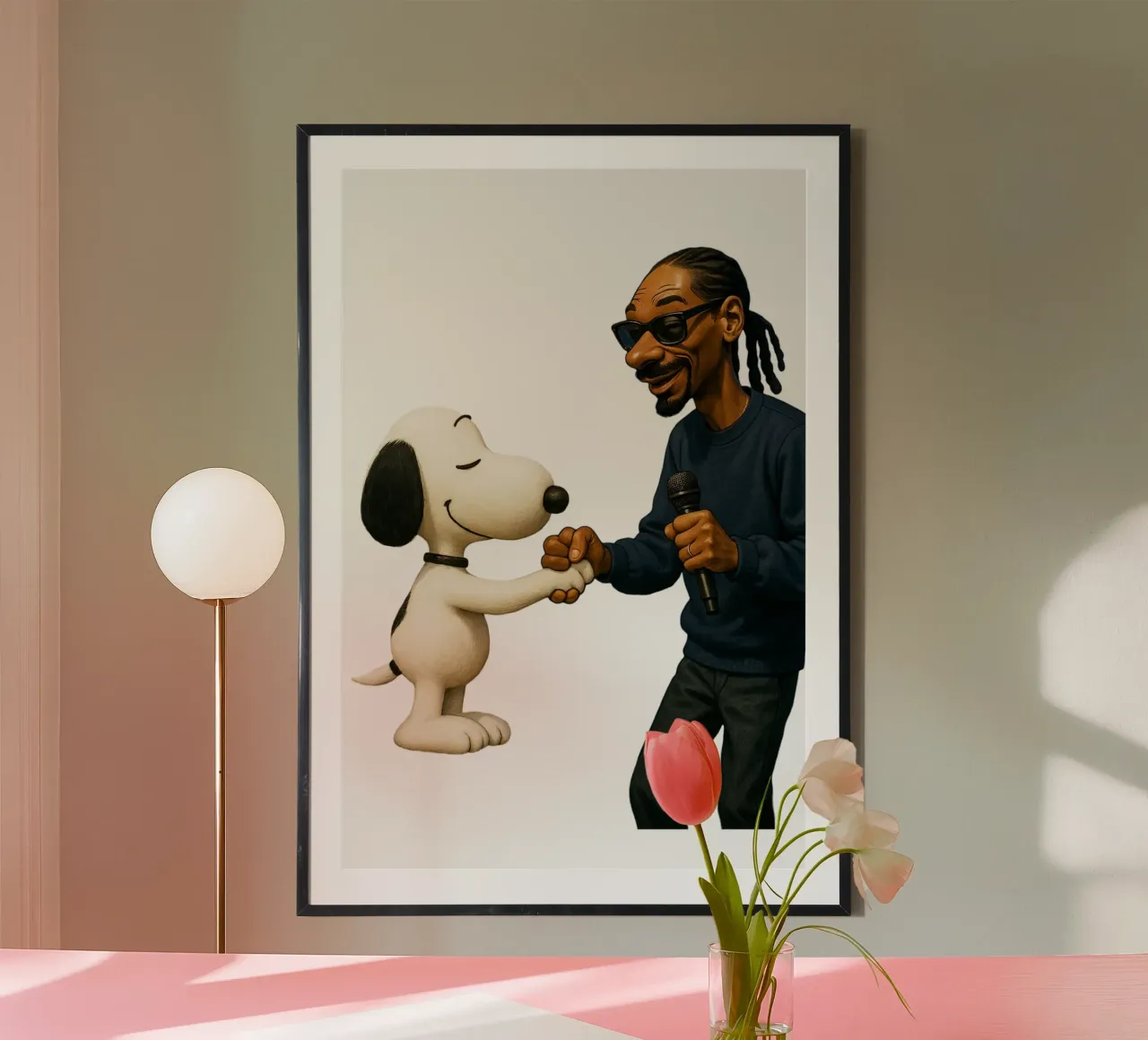 Snoopy VS Snoop Trending Now poster con telaio in legno da Urban Life