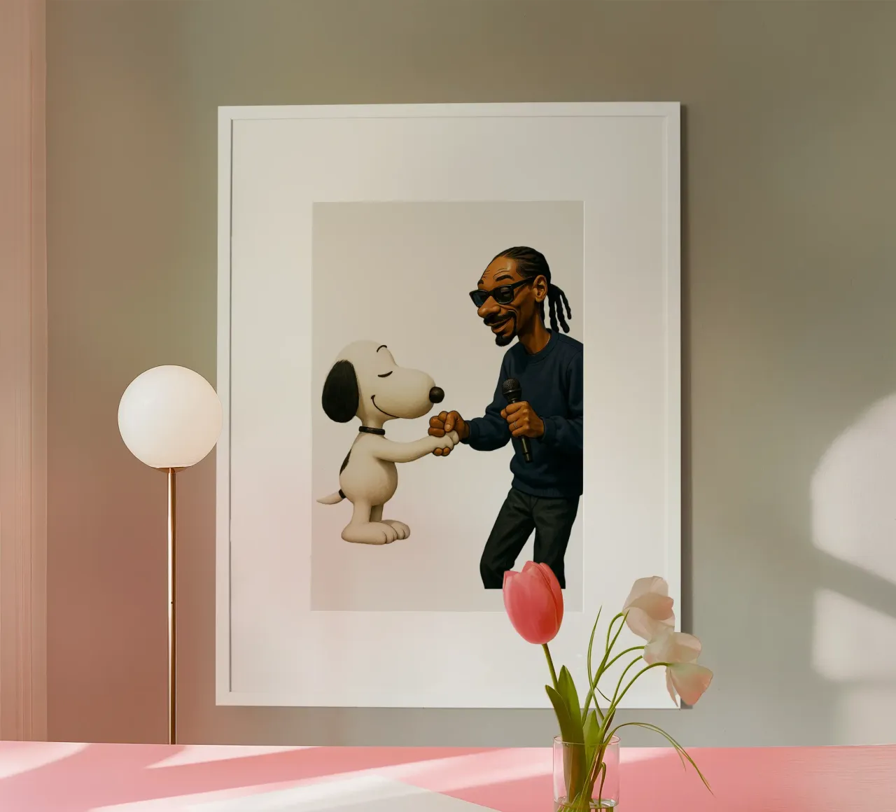 Snoopy VS Snoop Trending Now poster con telaio in legno da Urban Life