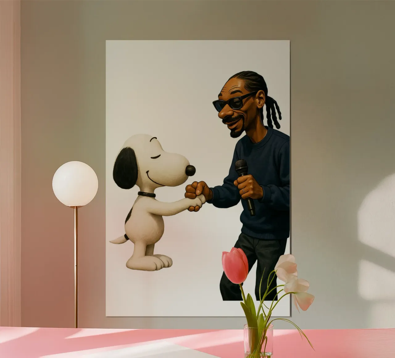 Snoopy VS Snoop Trending Now poster con telaio in legno da Urban Life