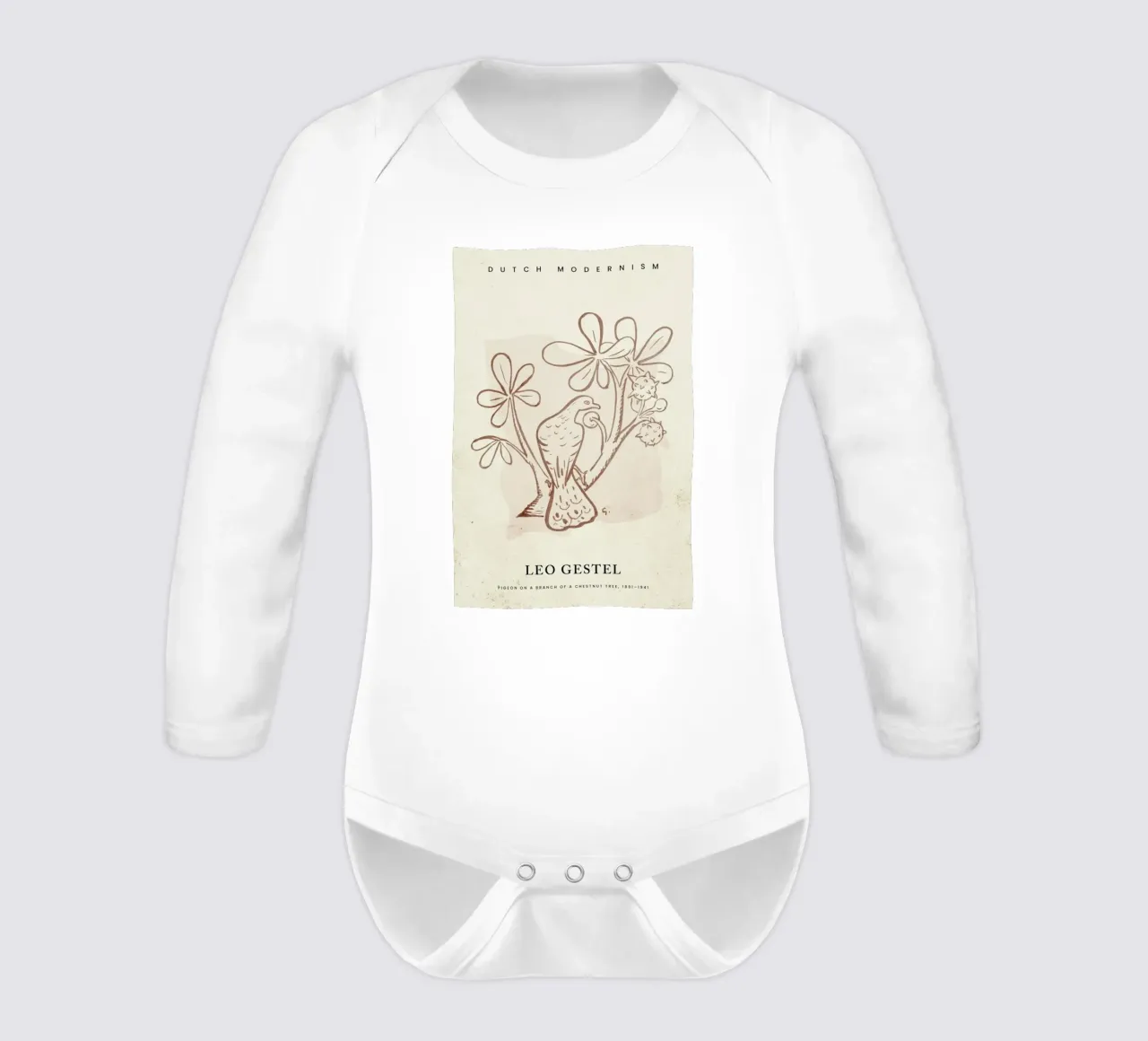 Gestel - Pigeon on a Branch of a Chestnut Tree body neonato maniche lunghe da Vintage by JUNIQE