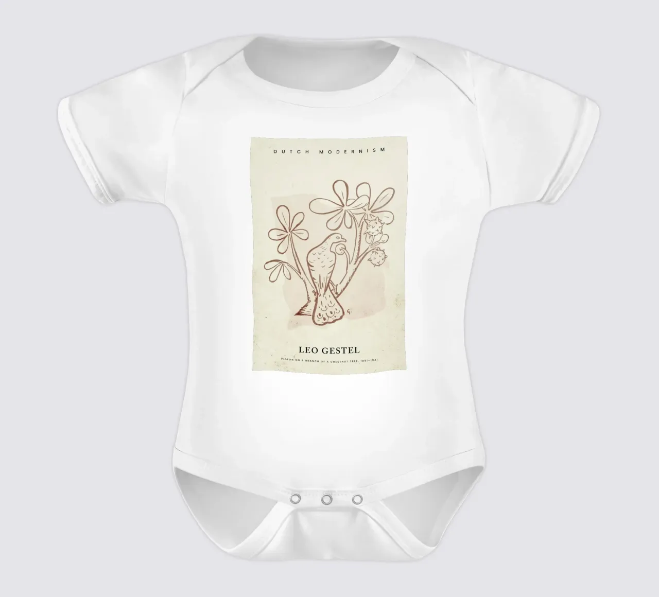 Gestel - Pigeon on a Branch of a Chestnut Tree body neonato maniche corte da Vintage by JUNIQE