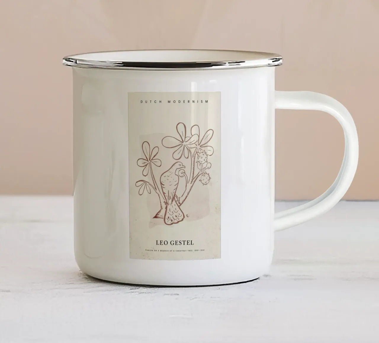 Gestel - Pigeon on a Branch of a Chestnut Tree tazza in smalto da Vintage by JUNIQE