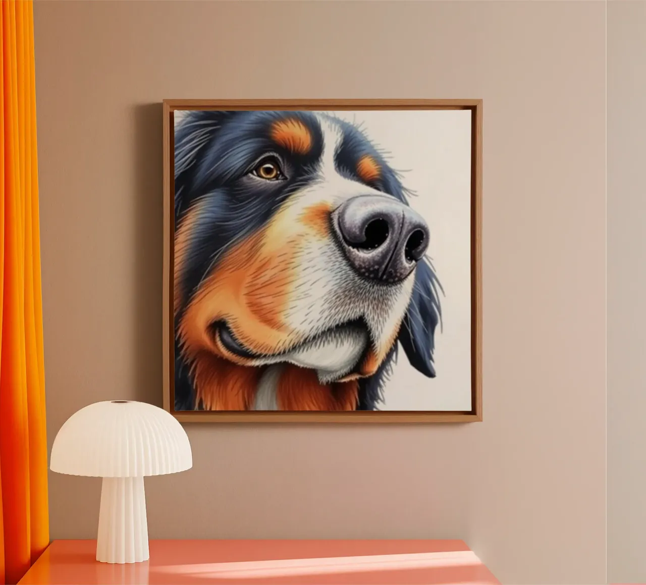 Beautiful Bernese Mountain Dog #57 canvas with Floater frame by Yumis.Beargang.and.Me