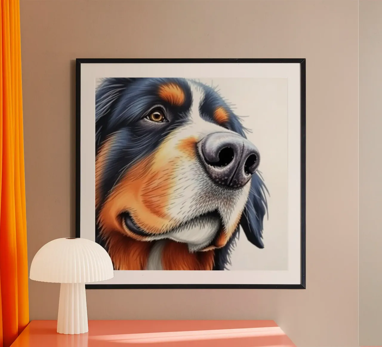 Bellissimo cane da montagna bernese #57 poster con telaio in plastica da Yumis.Beargang.and.Me