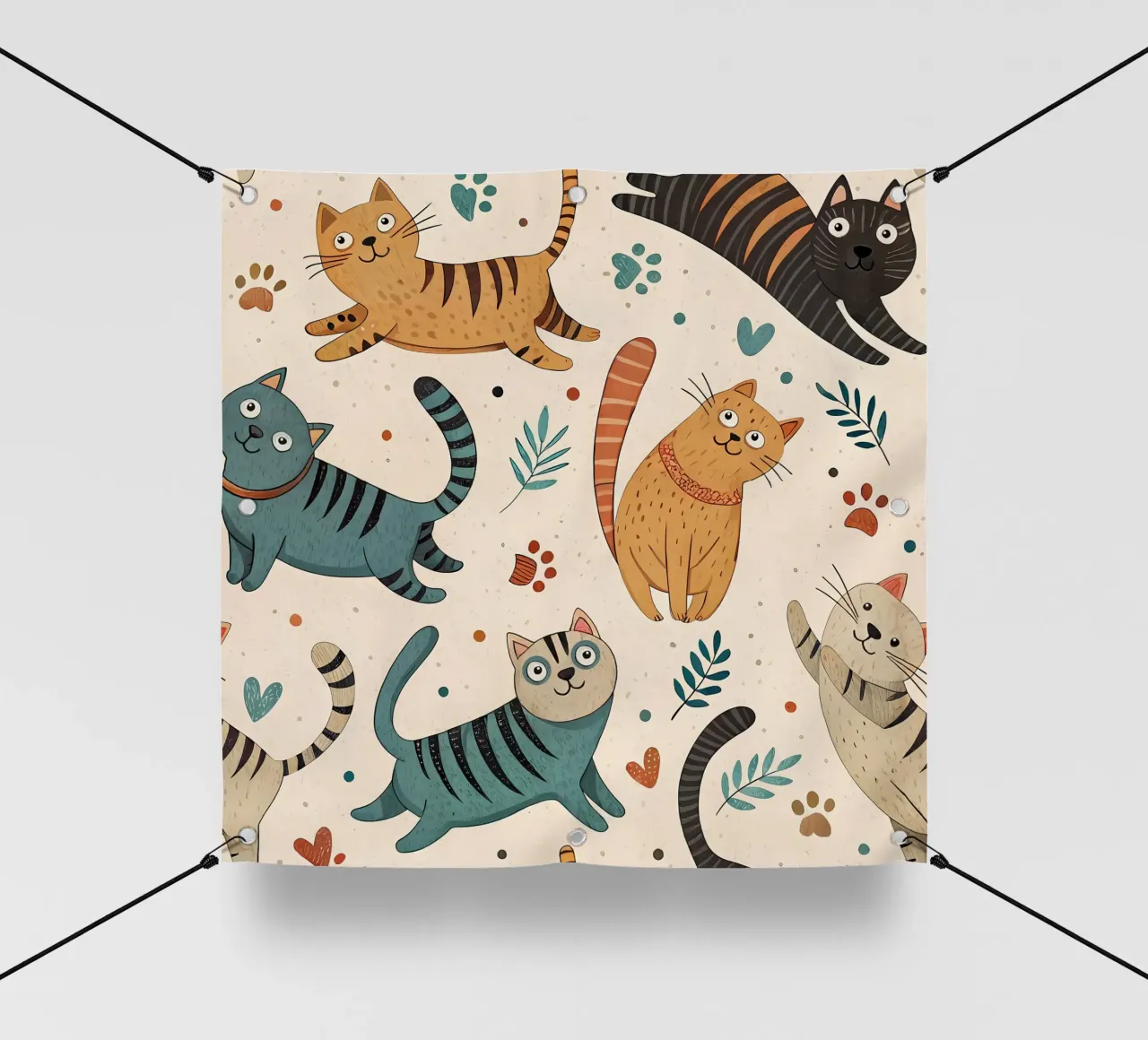 Schema di scarabocchio di gatto telo in pvc da Happy Littles