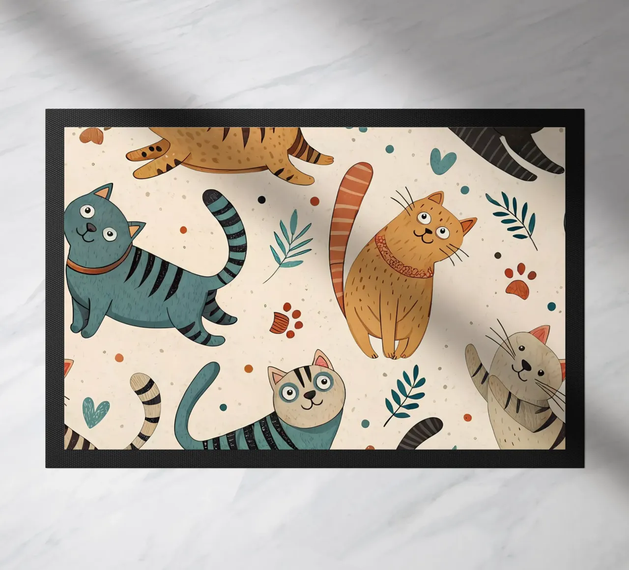 Cat Doodle Pattern deurmat van Happy Littles