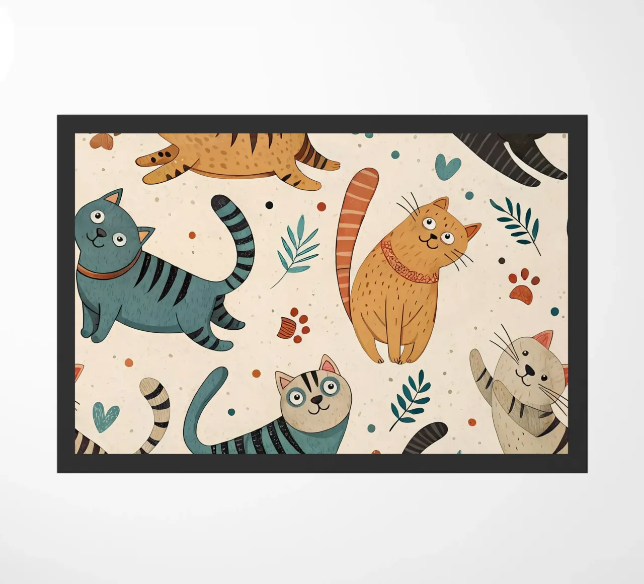 Cat Doodle Pattern deurmat van Happy Littles