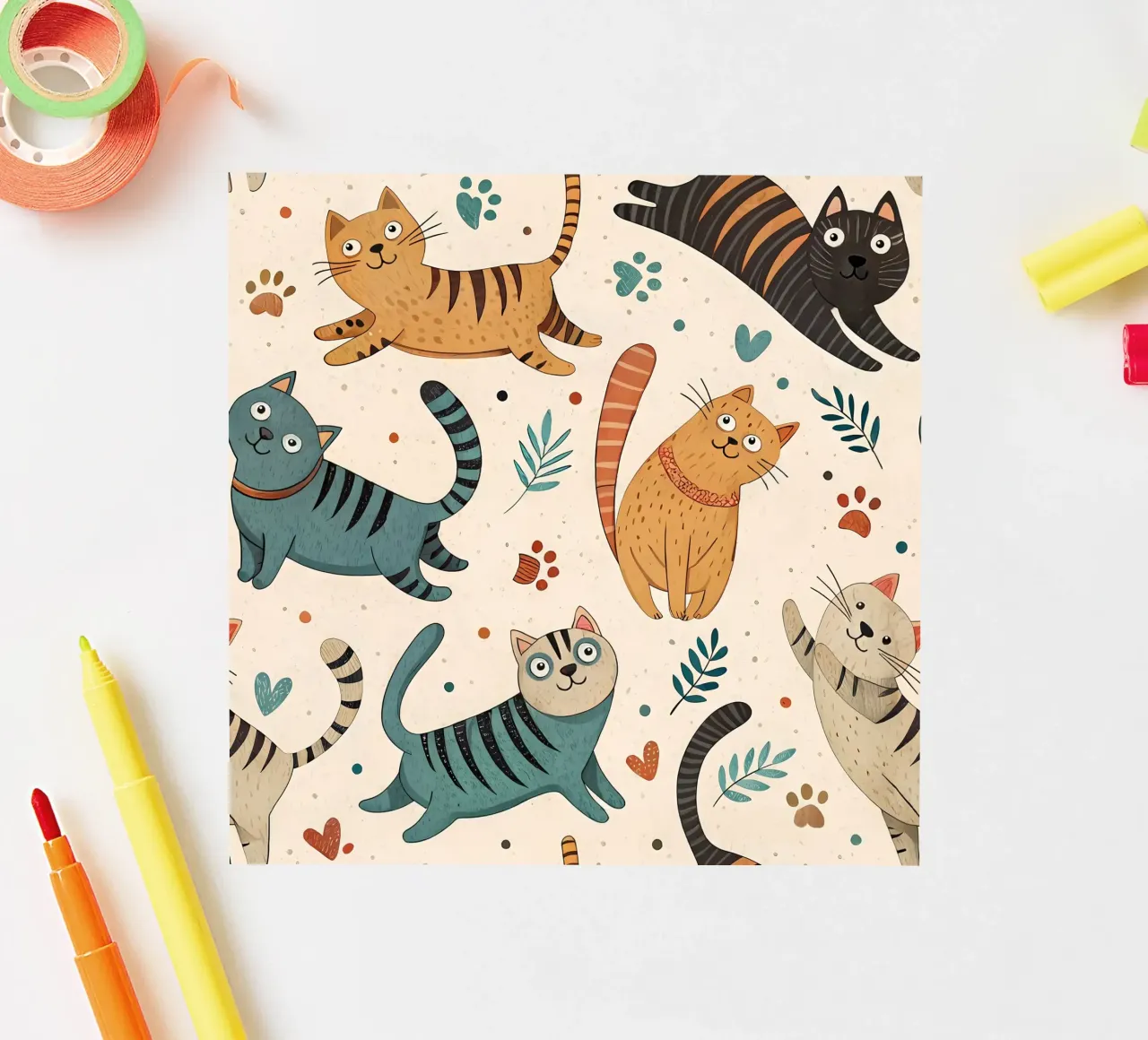 Cat Doodle Pattern sticker van Happy Littles