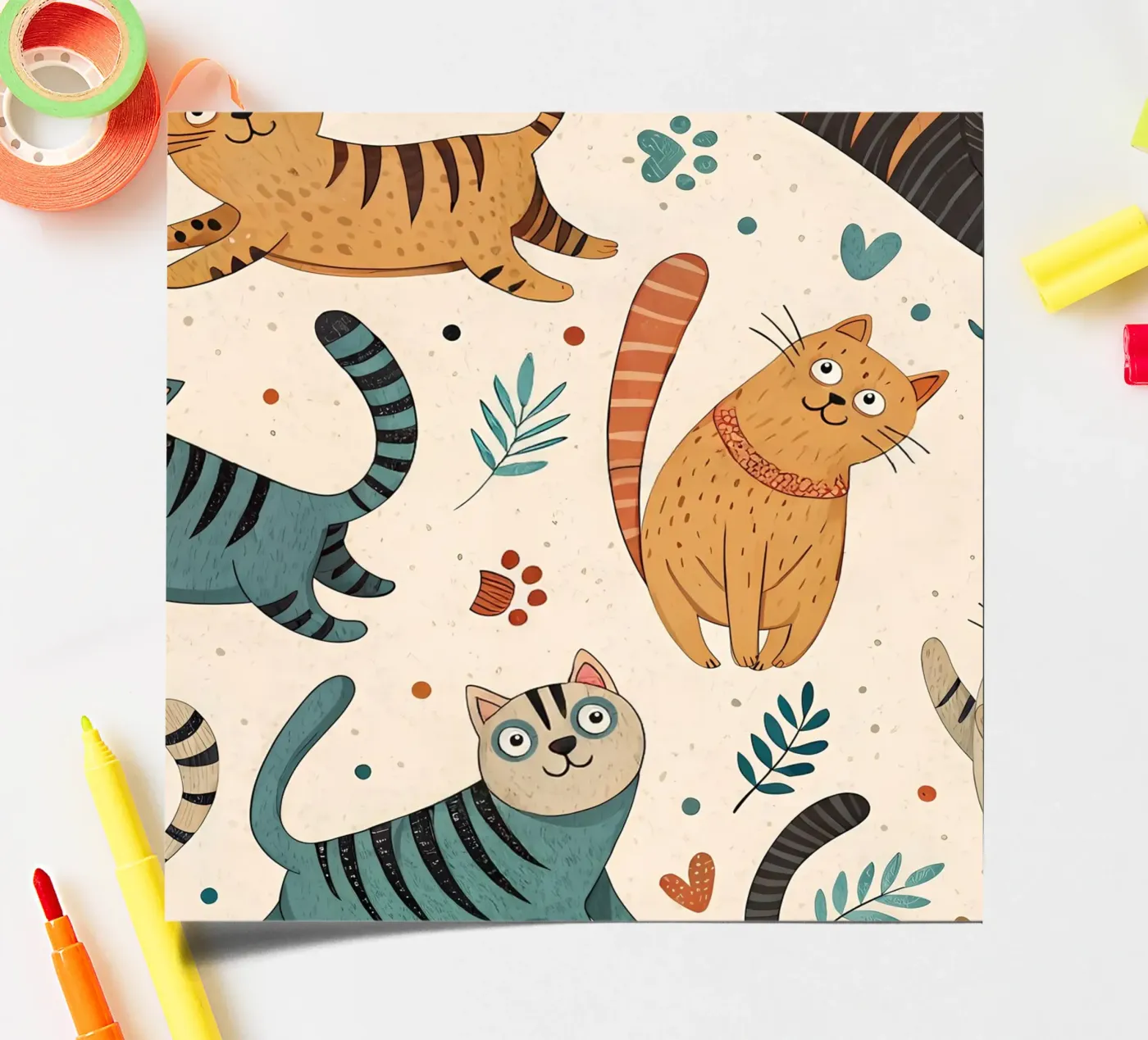 Cat Doodle Pattern stickervel van Happy Littles