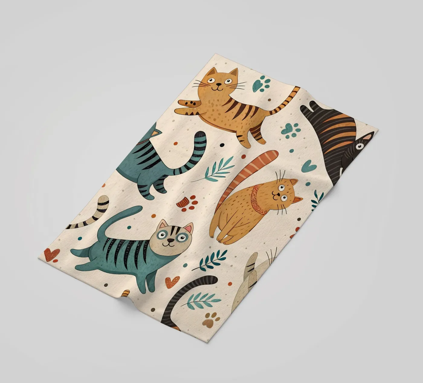 Motif de gribouillis de chat serviette de plage de Happy Littles