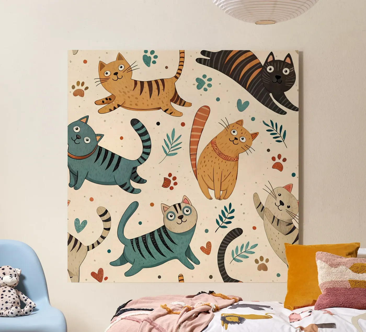 Katze Doodle-Muster Acryl-Glas von Happy Littles