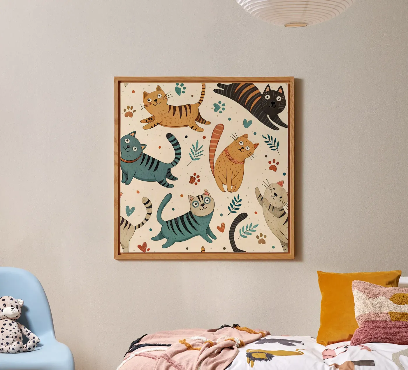 Schema di scarabocchio di gatto alluminio dibond da Happy Littles