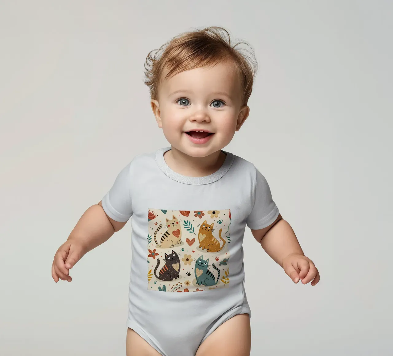 Motif de gribouillis de chat body bébé de Happy Littles