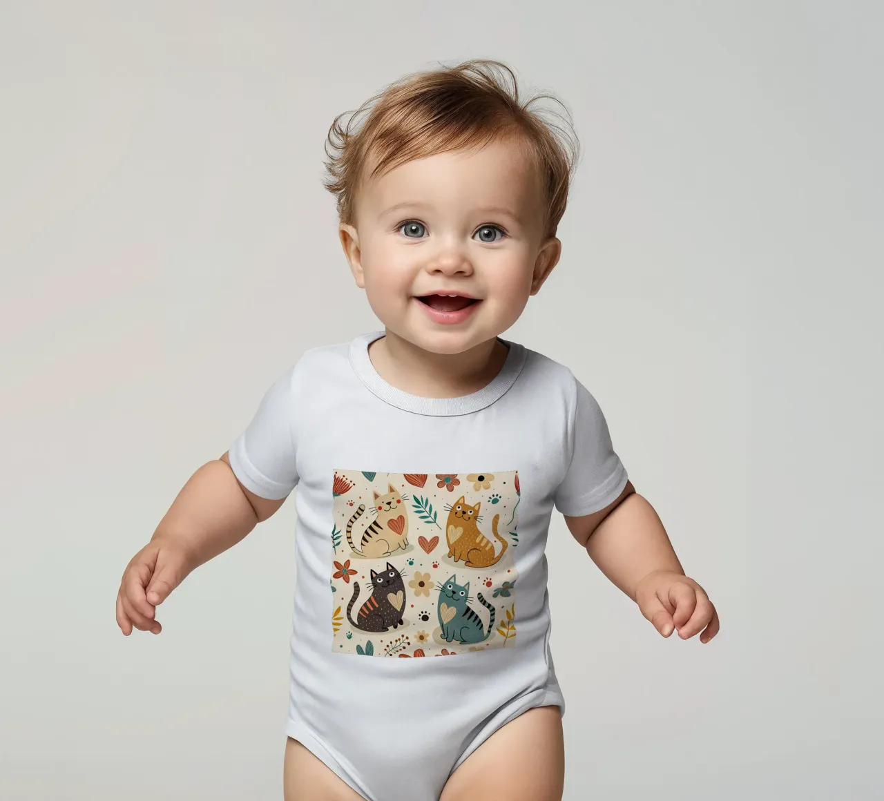 Motif de gribouillis de chat body bébé de Happy Littles