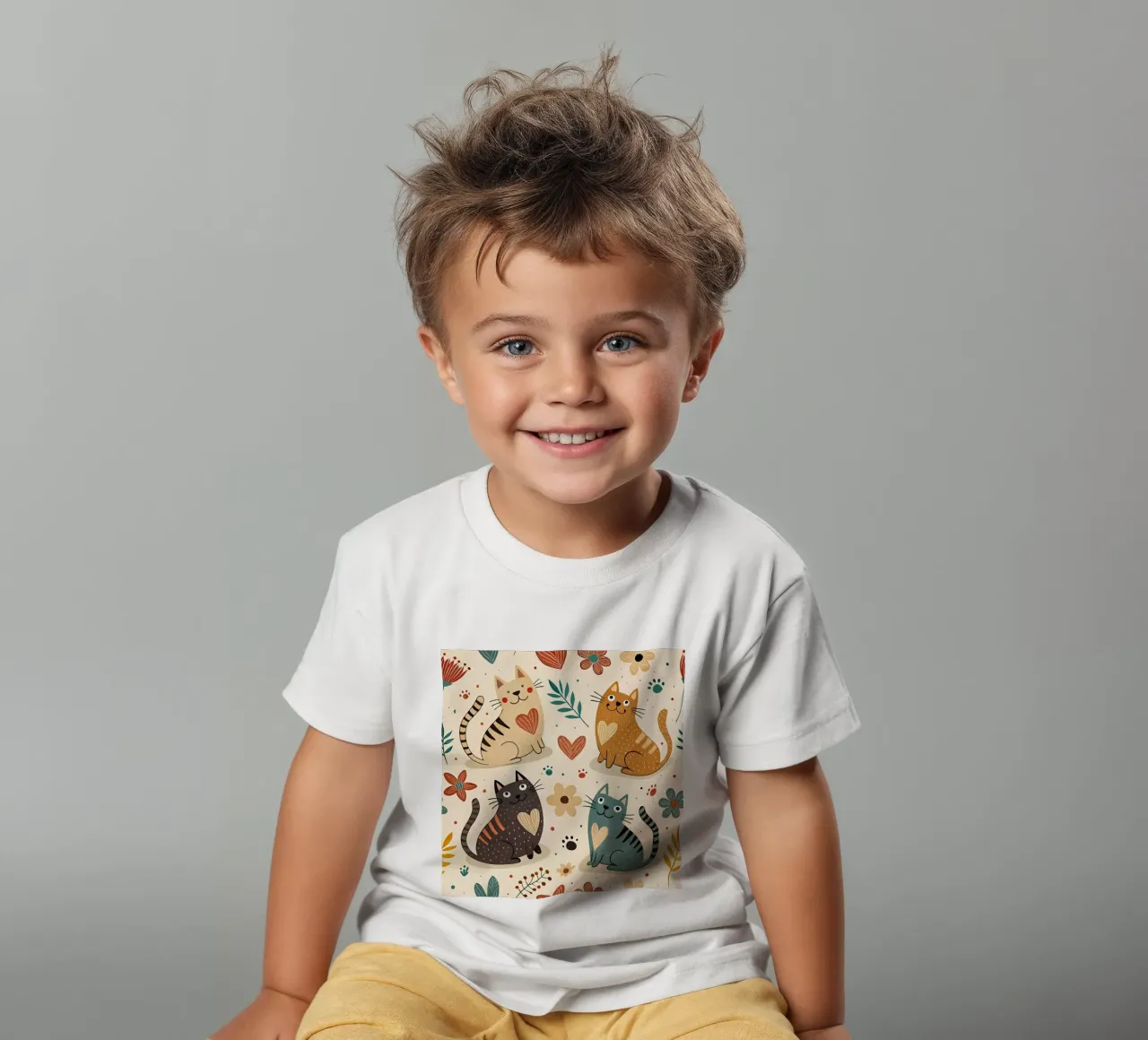 Schema di scarabocchio di gatto t-shirt bambini da Happy Littles