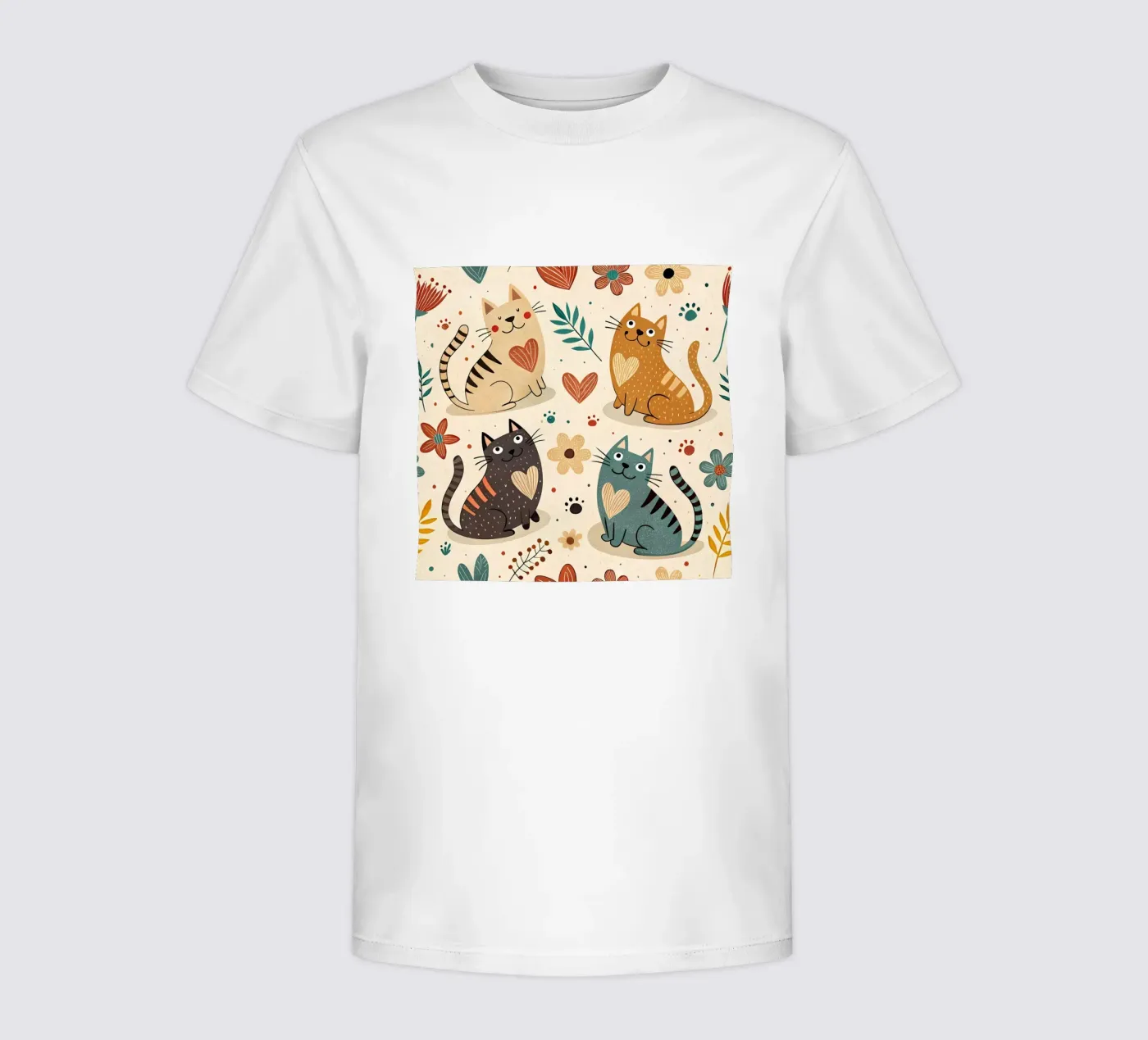 Cat Doodle Pattern kids t-shirt by Happy Littles
