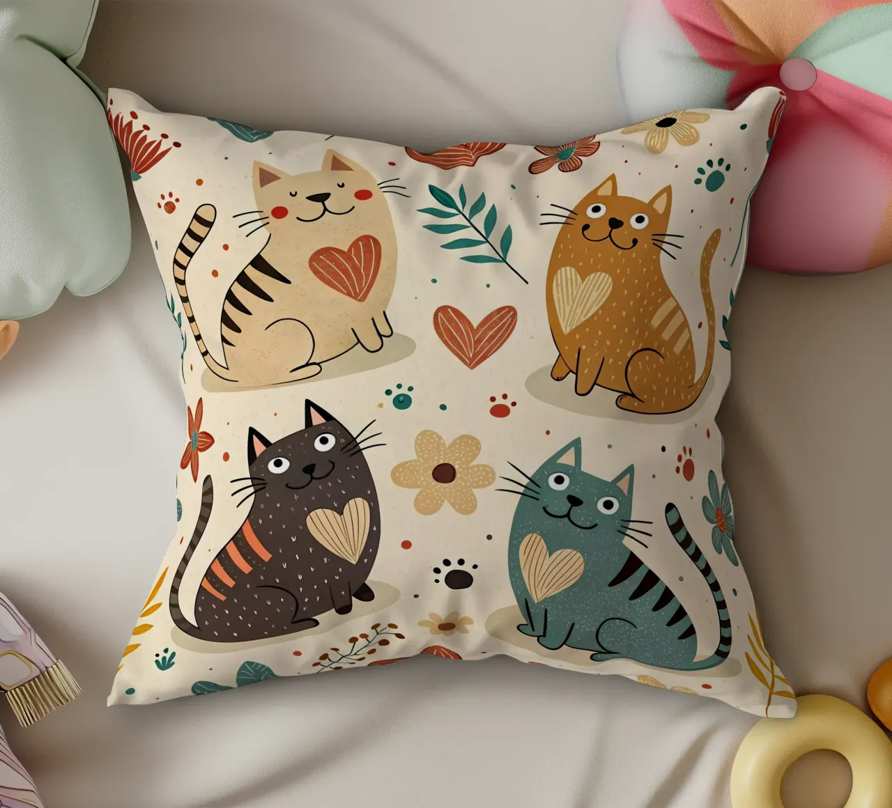 Cat Doodle Pattern kussen van Happy Littles