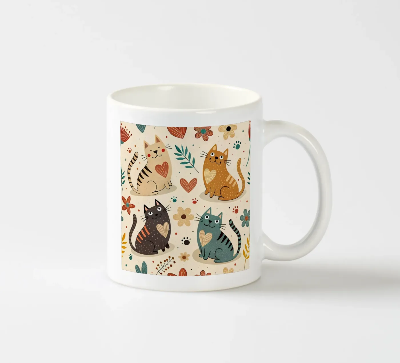 Cat Doodle Pattern ceramic mug by Happy Littles