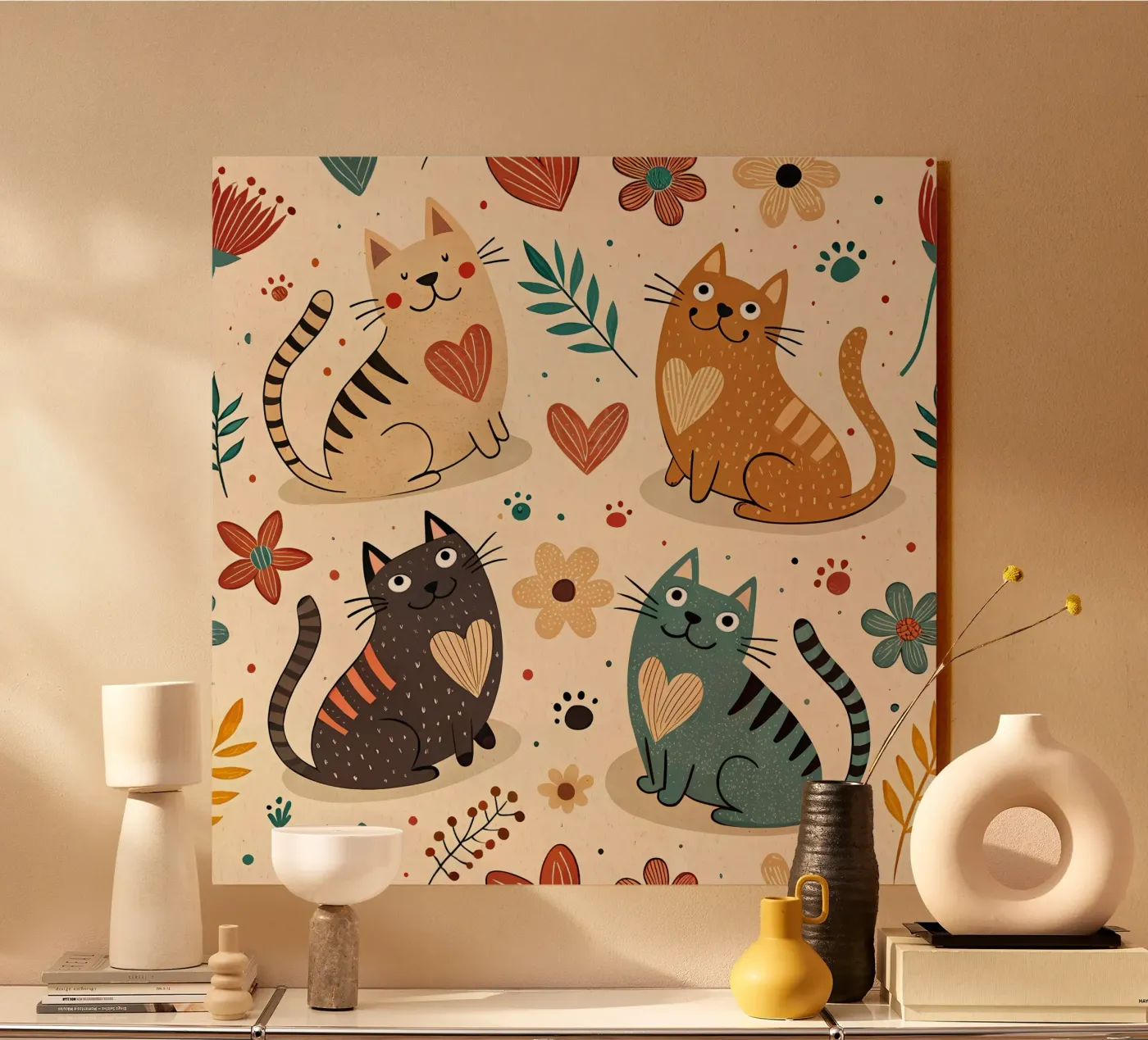 Cat Doodle Pattern Acryl-Glas von Happy Littles