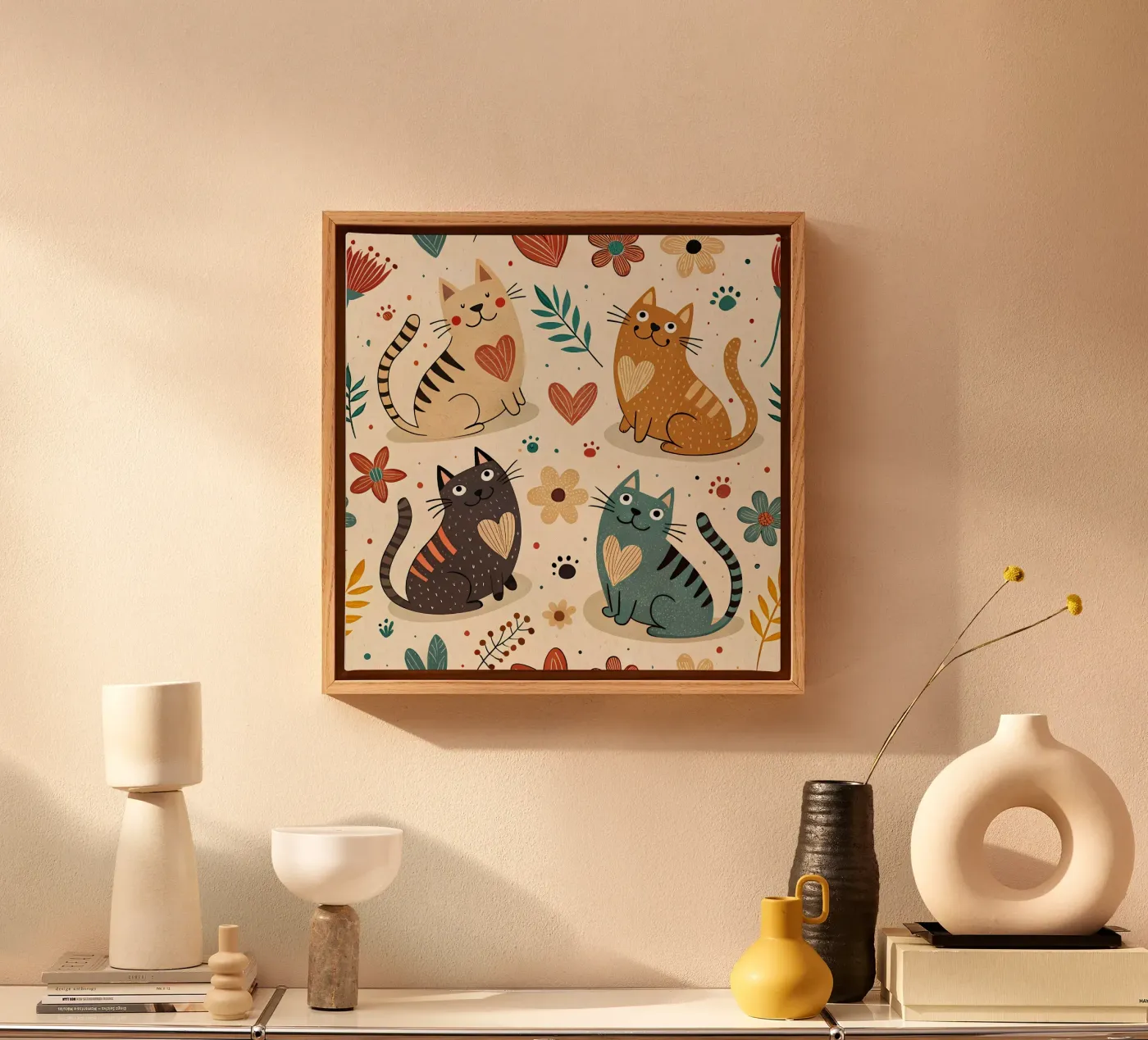 Cat Doodle Pattern canvas by Happy Littles