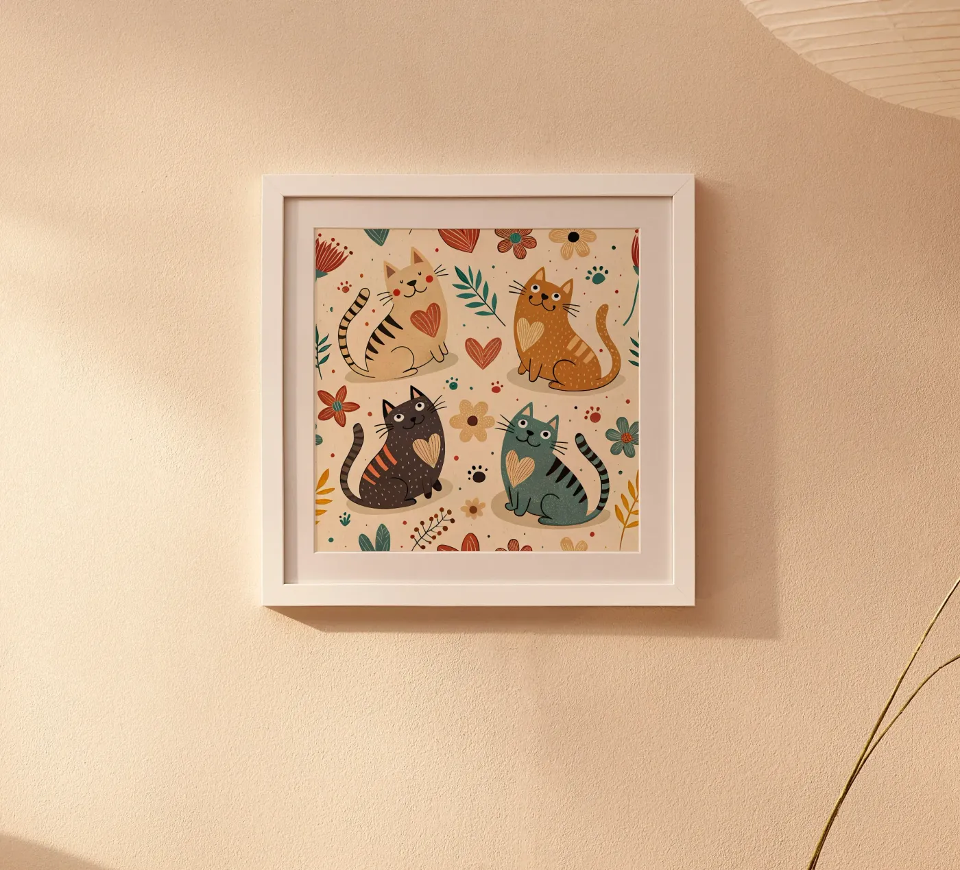 Cat Doodle Pattern poster van Happy Littles