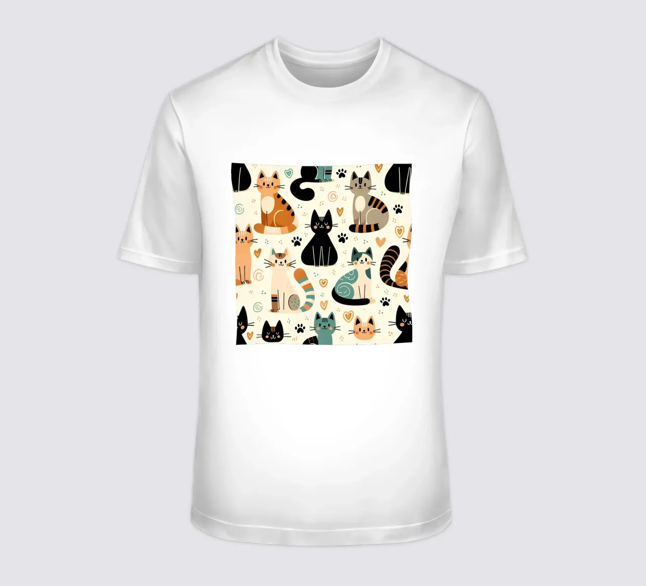 Cat Doodle Pattern t-shirt by Happy Littles