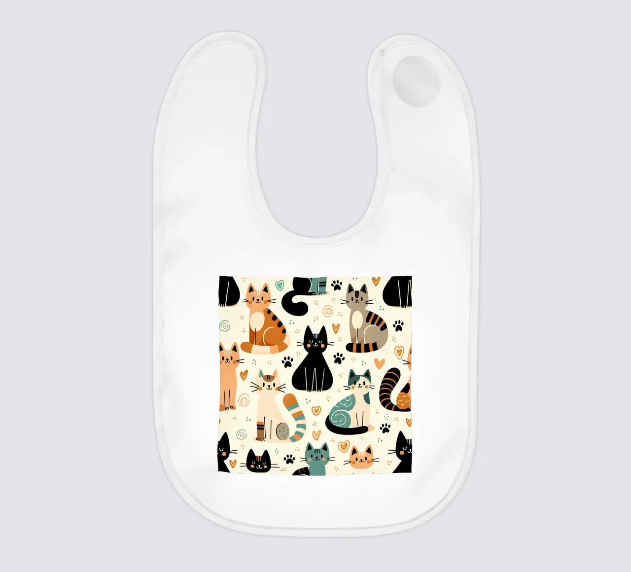 Cat Doodle Pattern baby bib by Happy Littles