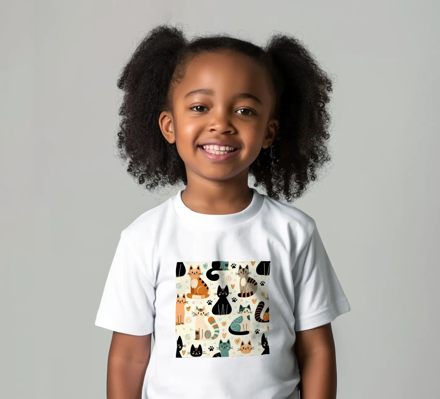 Schema di scarabocchio di gatto t-shirt bambini da Happy Littles