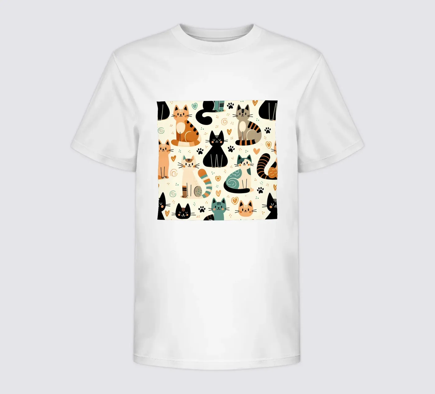 Katze Doodle-Muster Kinder T-Shirt von Happy Littles