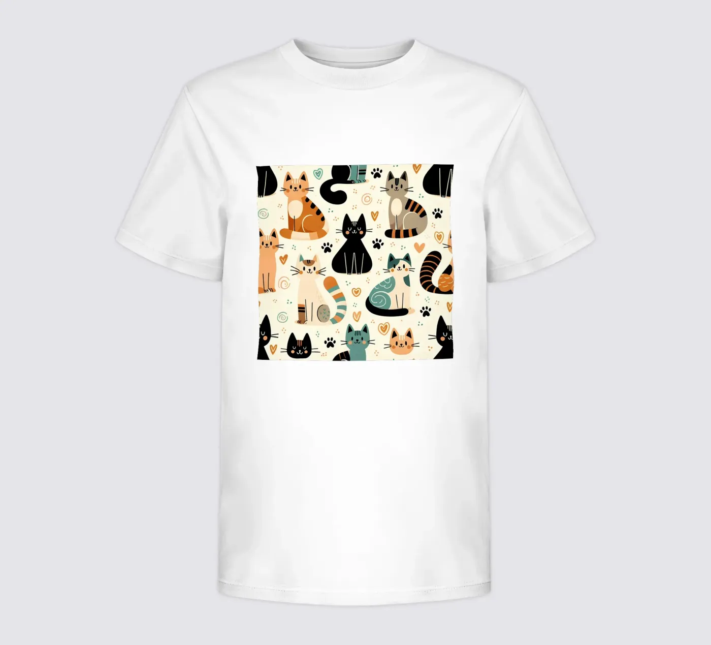 Katze Doodle-Muster Kinder T-Shirt von Happy Littles