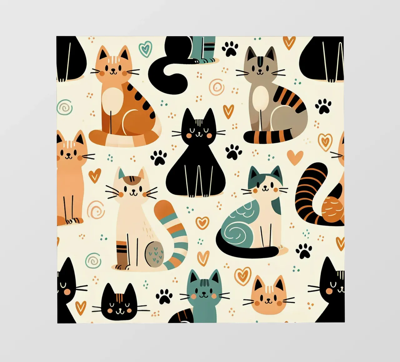 Motif de gribouillis de chat papier peint photo de Happy Littles