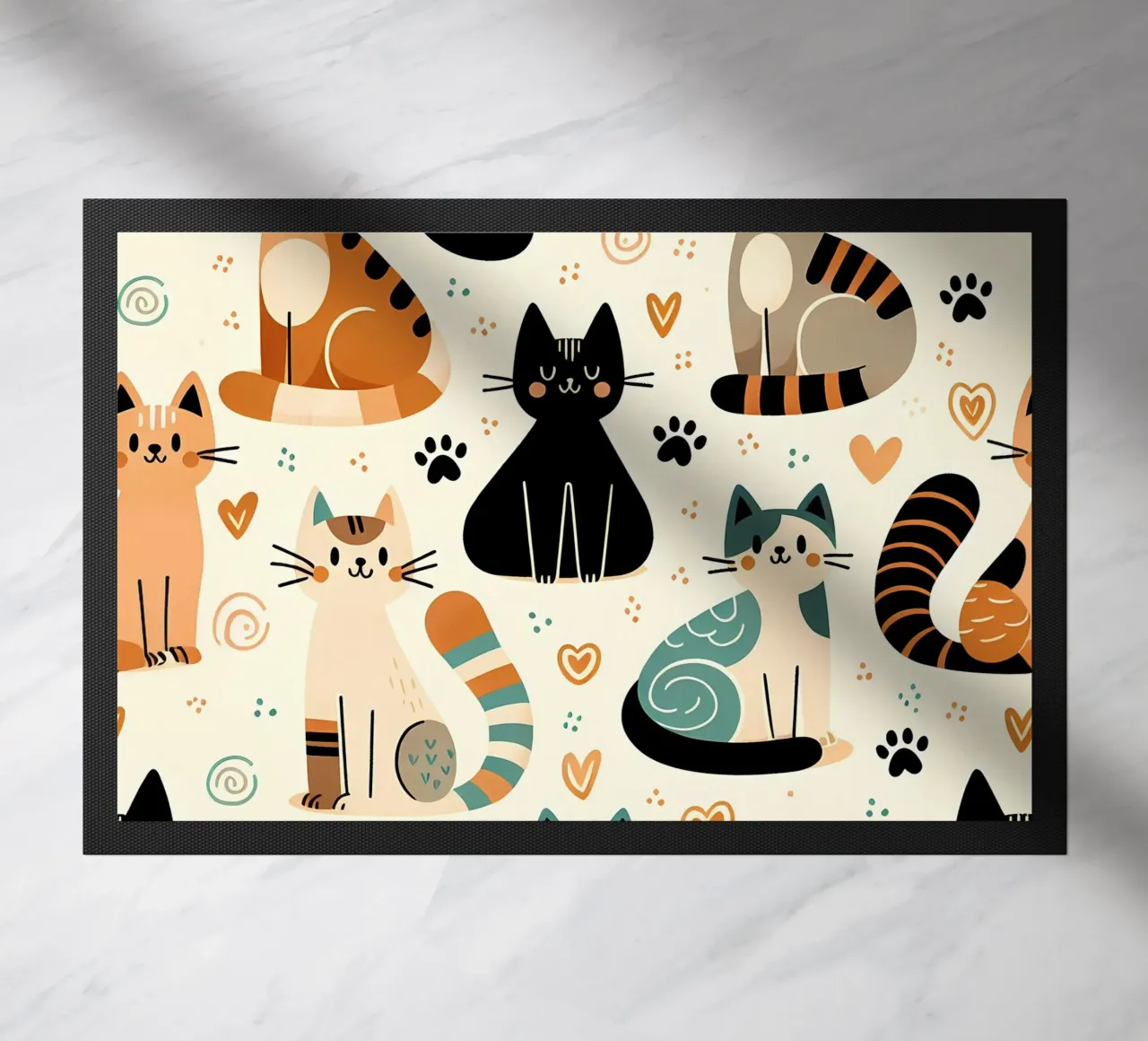 Cat Doodle Pattern deurmat van Happy Littles
