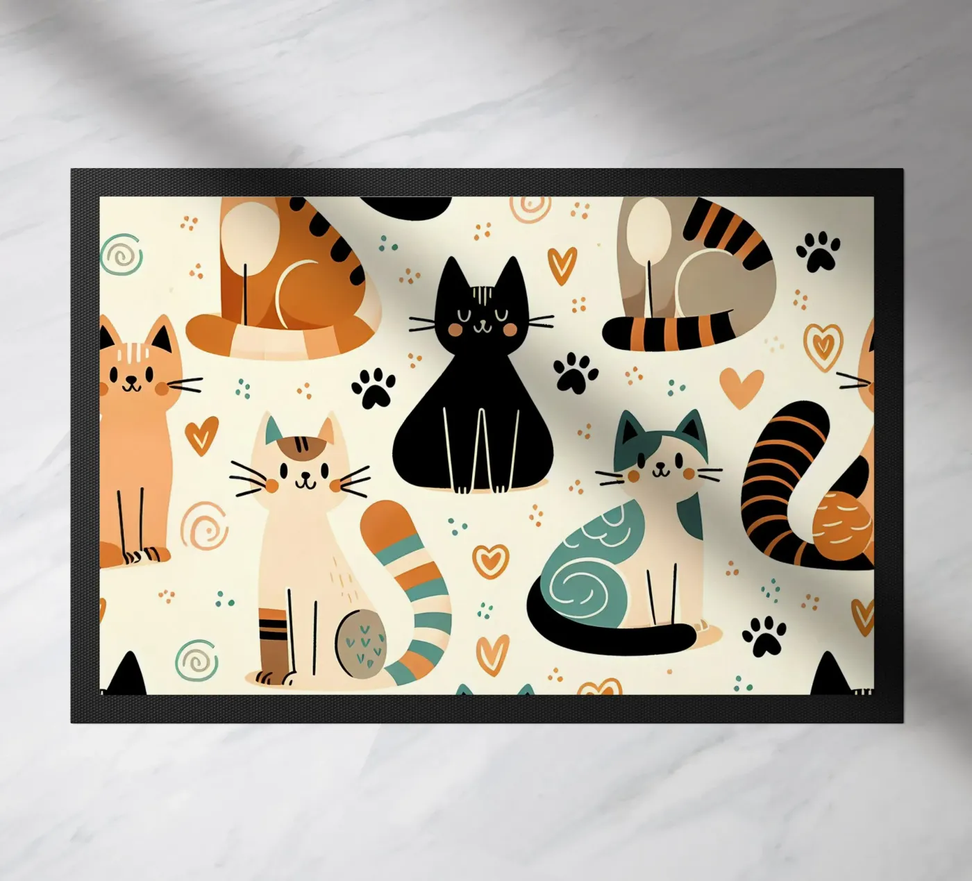Katze Doodle-Muster Fußmatte von Happy Littles