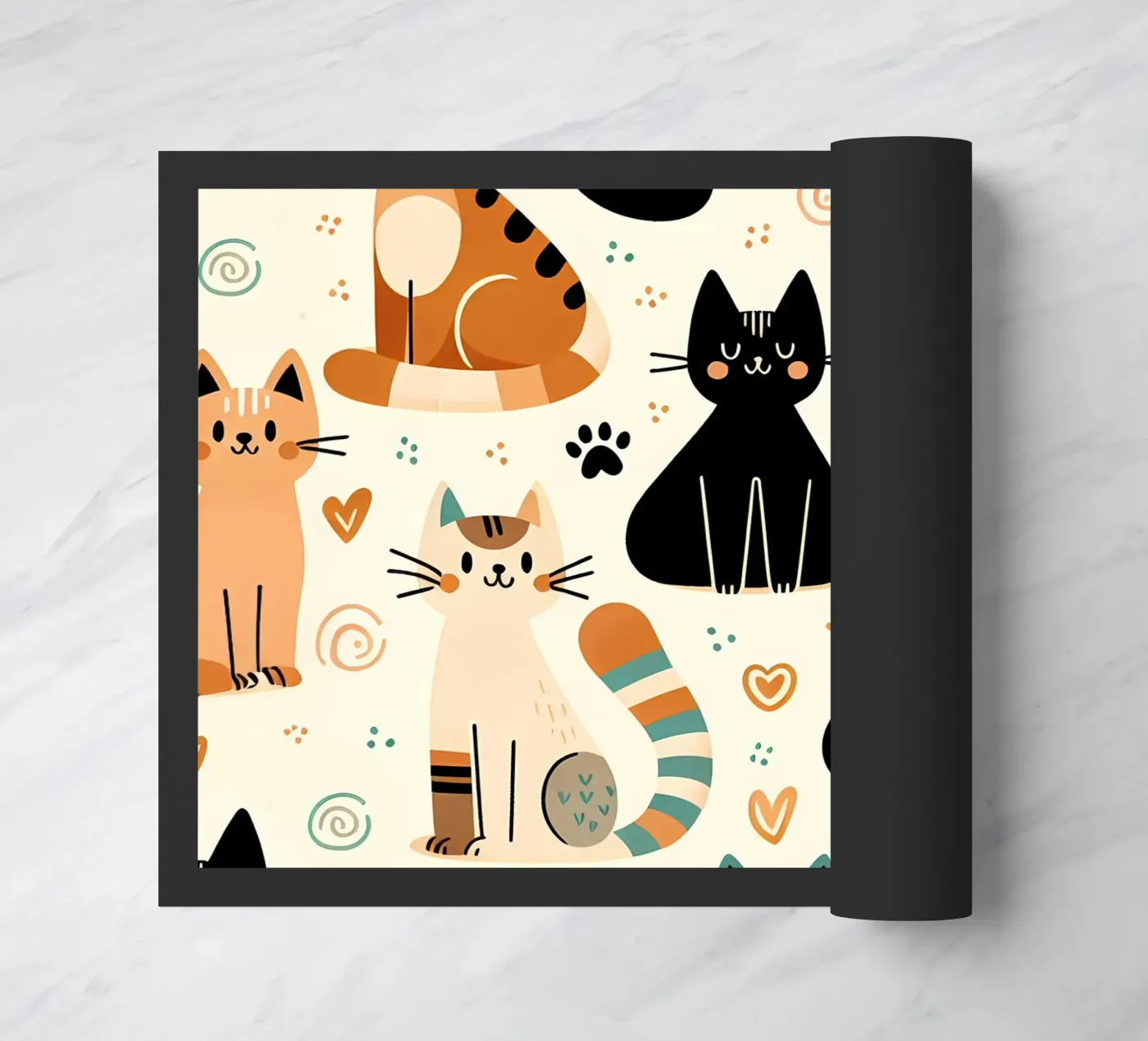 Katze Doodle-Muster Fußmatte von Happy Littles
