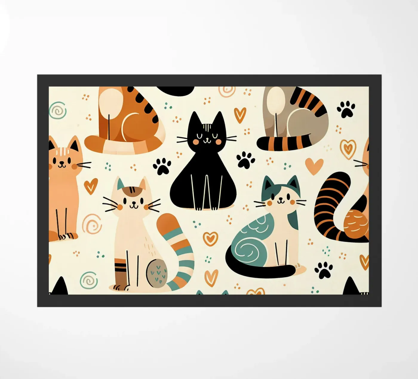 Katze Doodle-Muster Fußmatte von Happy Littles