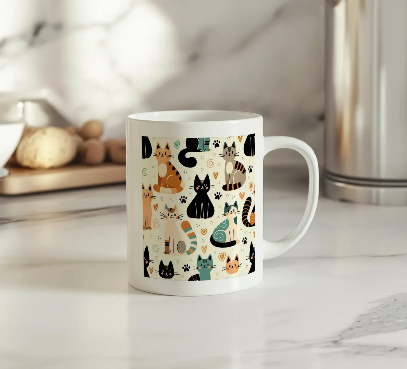 Cat Doodle Pattern mug en céramique de Happy Littles