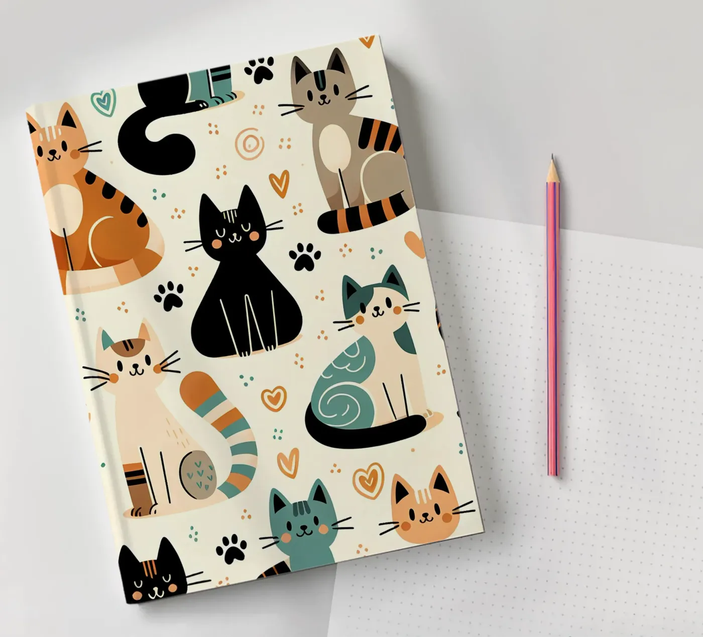 Cat Doodle Pattern notebook by Happy Littles