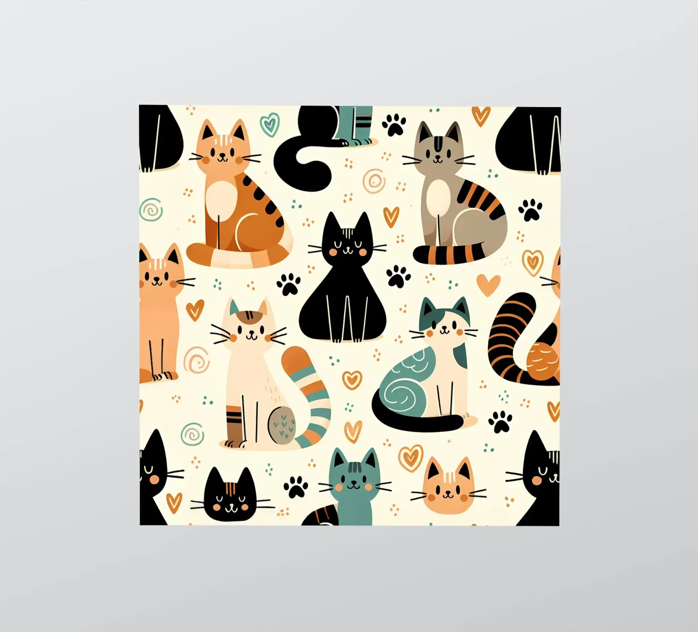 Cat Doodle Pattern sticker van Happy Littles