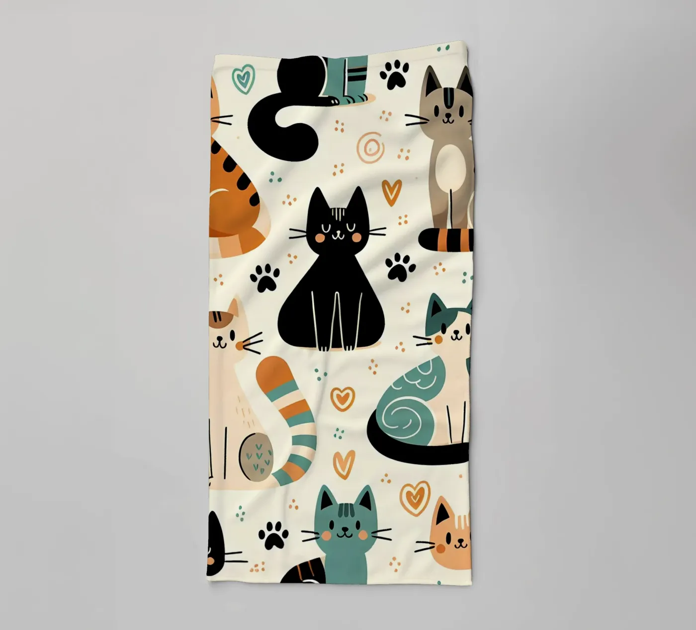 Cat Doodle Pattern towel by Happy Littles