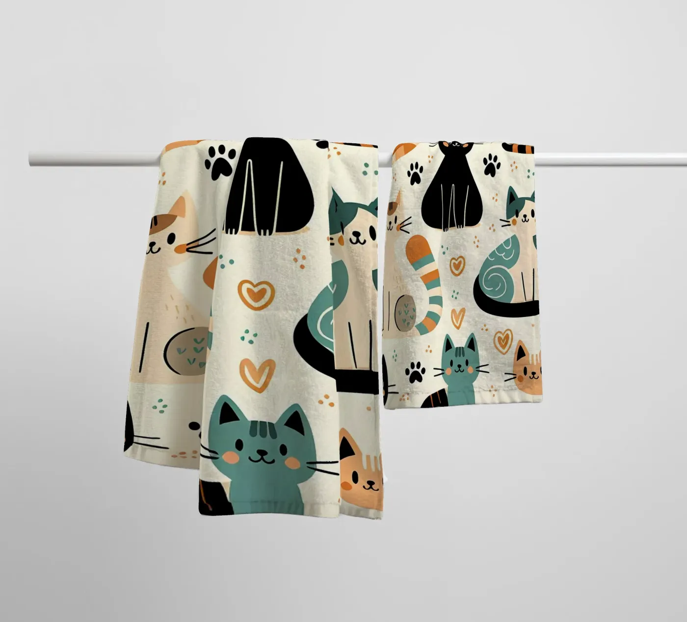 Cat Doodle Pattern towel by Happy Littles