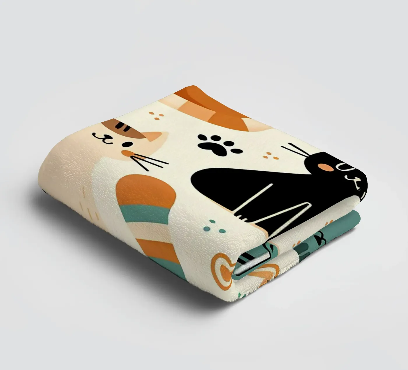 Cat Doodle Pattern towel by Happy Littles
