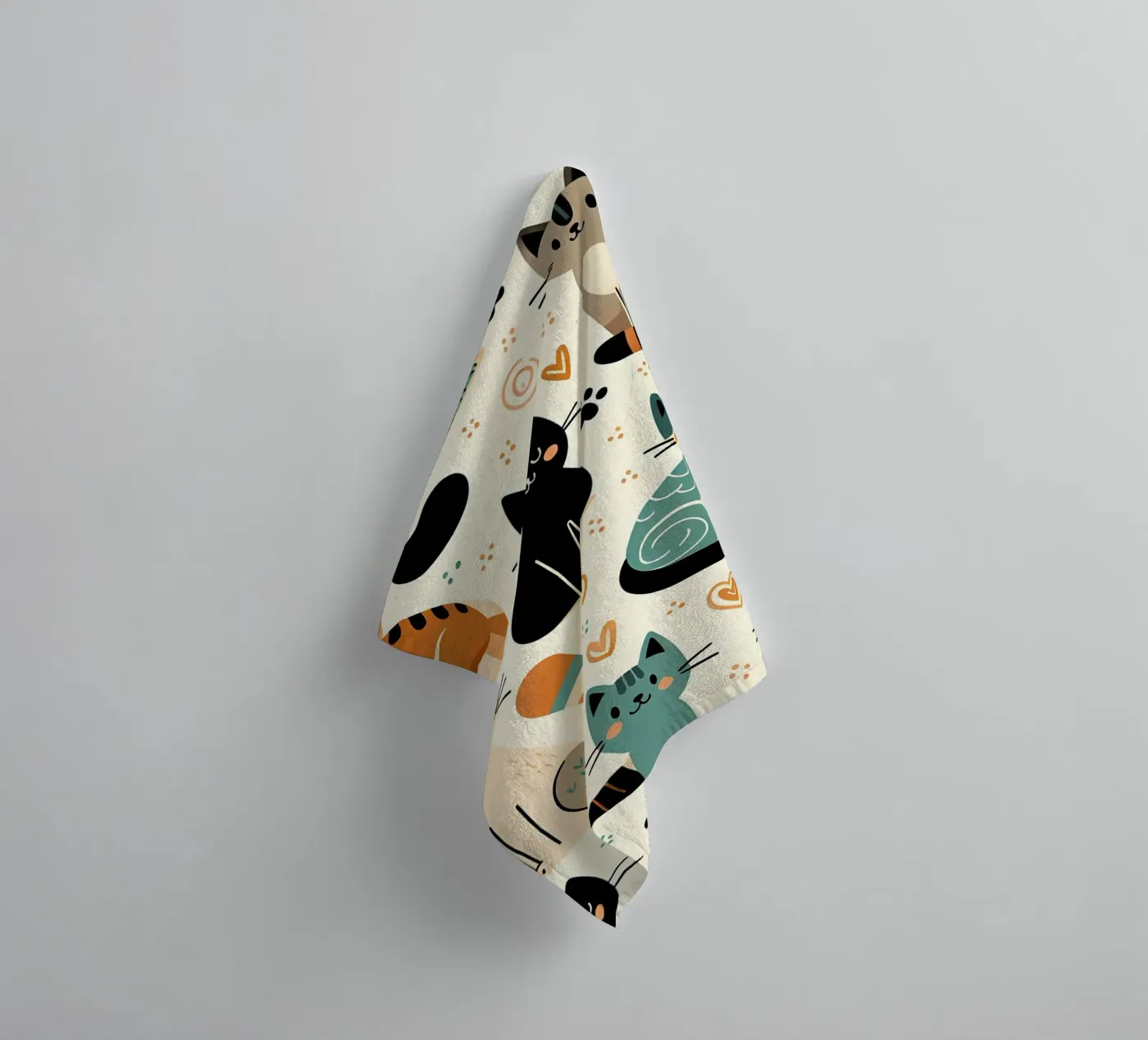Cat Doodle Pattern towel by Happy Littles